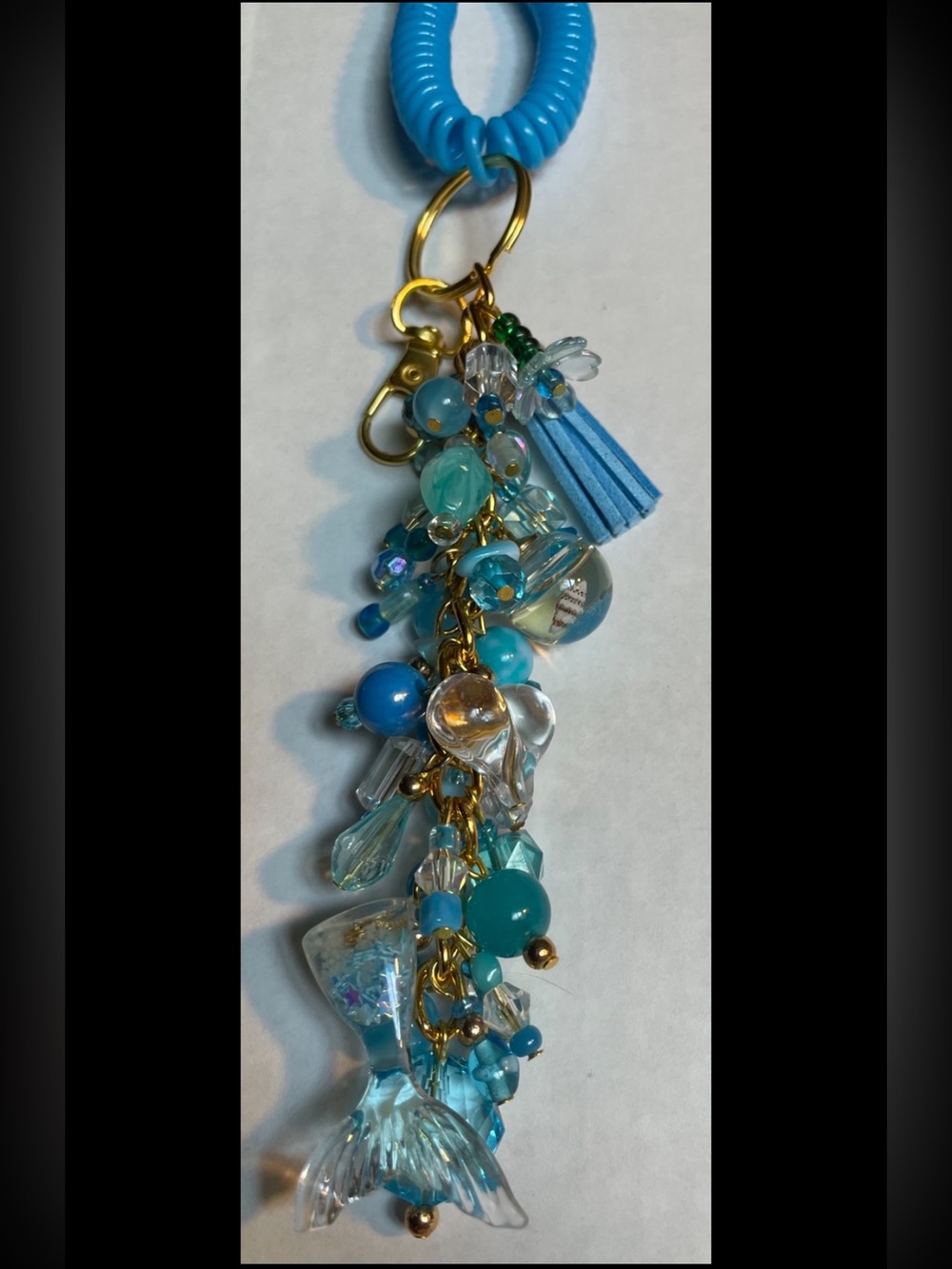 Blue Tassel & Bead Charm Keychain/Purse Flair